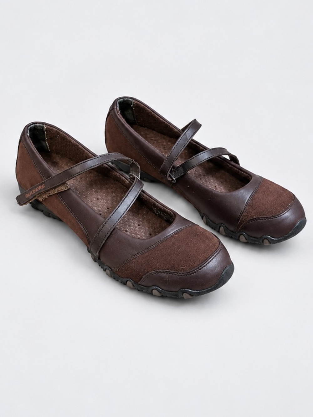 Skechers Brown Mary Jane Flats with Cross Strap